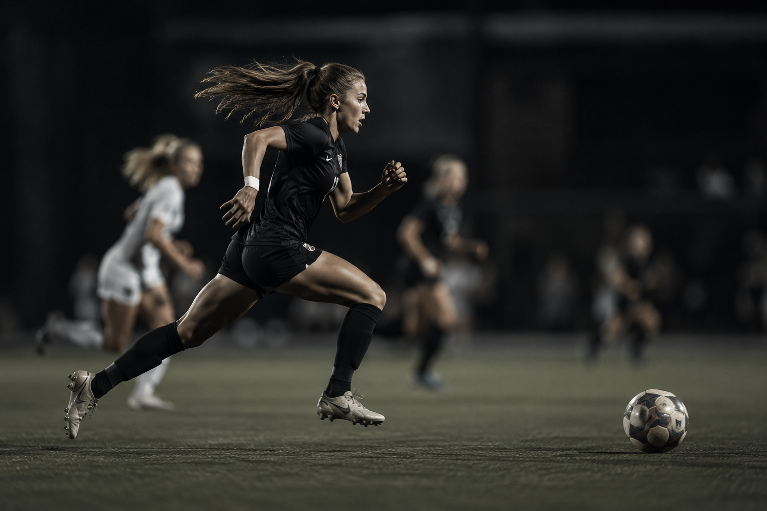 Soccer player in action during a recruiting showcase